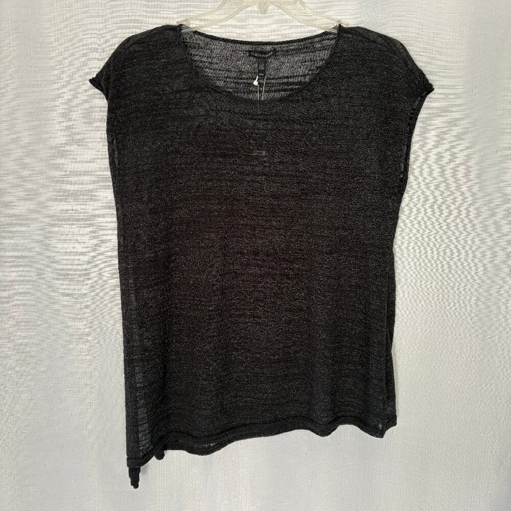 New EILEEN FISHER Sheer Sparkled Slub Knit Lagenlook Tunic Top